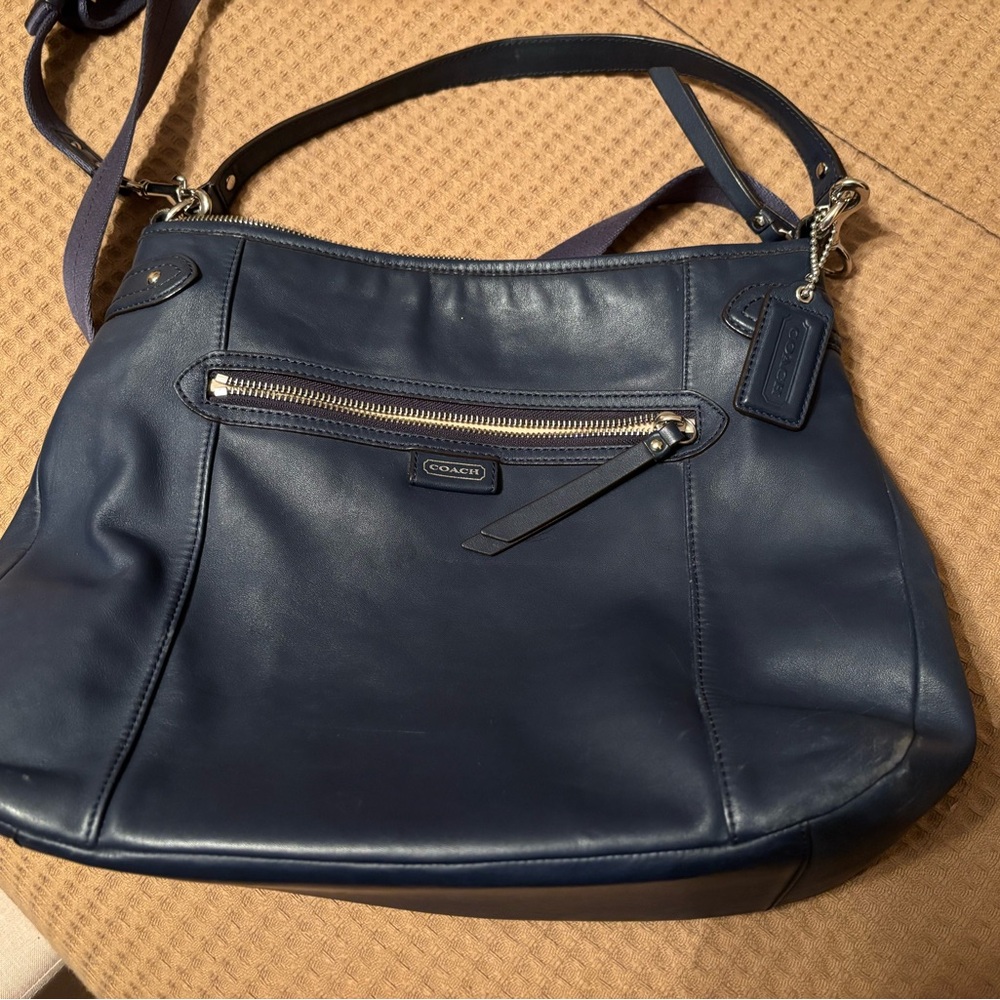 Coach Navy Daisy Convertible Hobo Crossbody